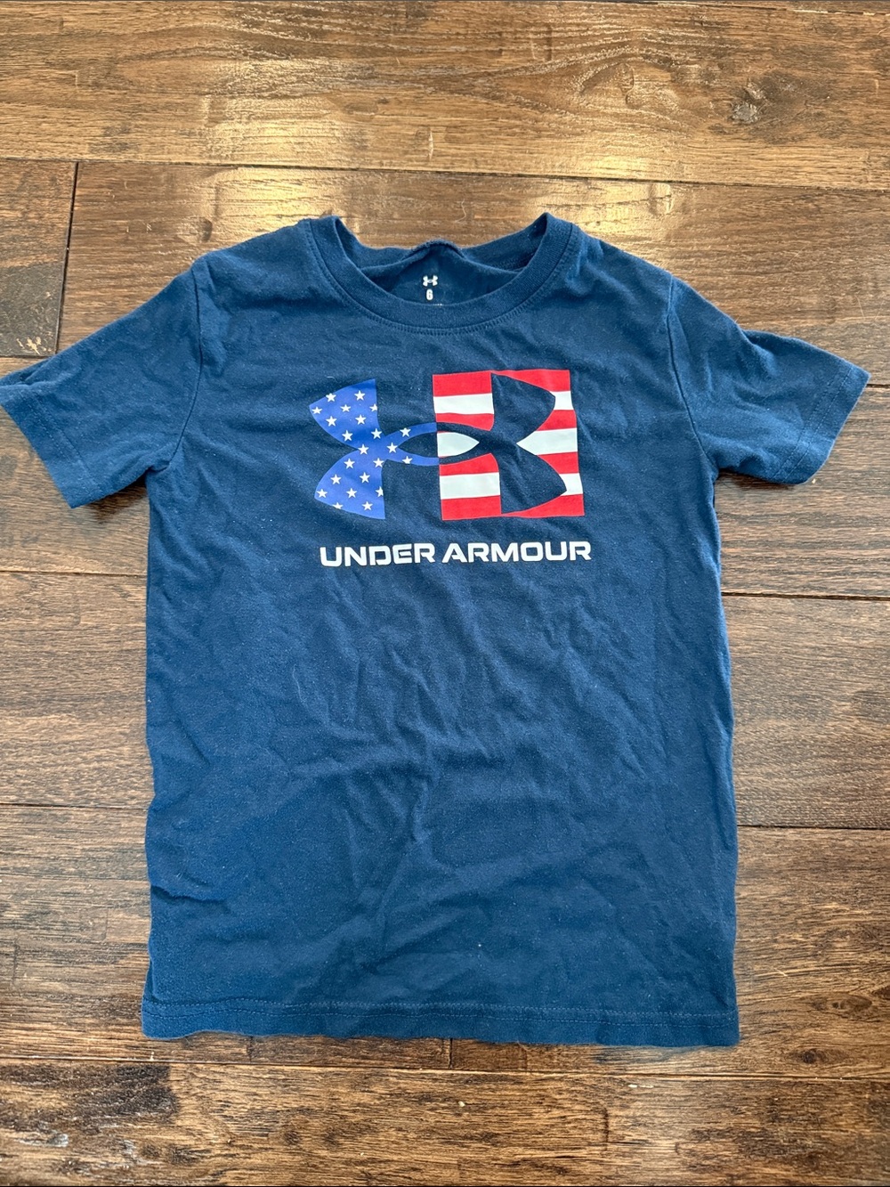 Under Armour Navy Tee with Red, White & Blue Flag Logo